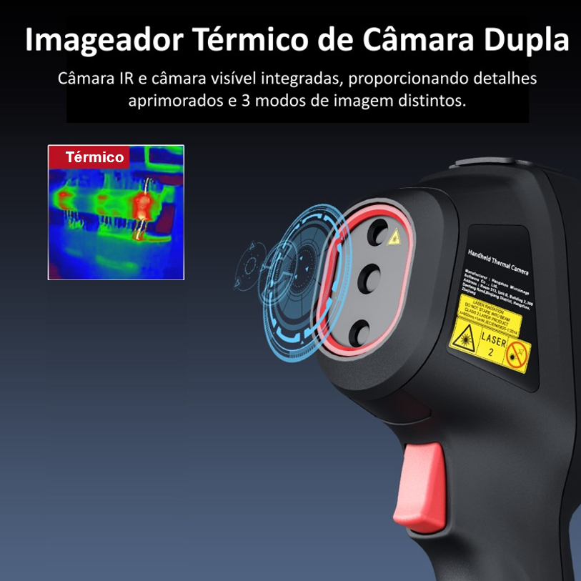 Tres modos distintos de imágen térmica, visual y puntero láser