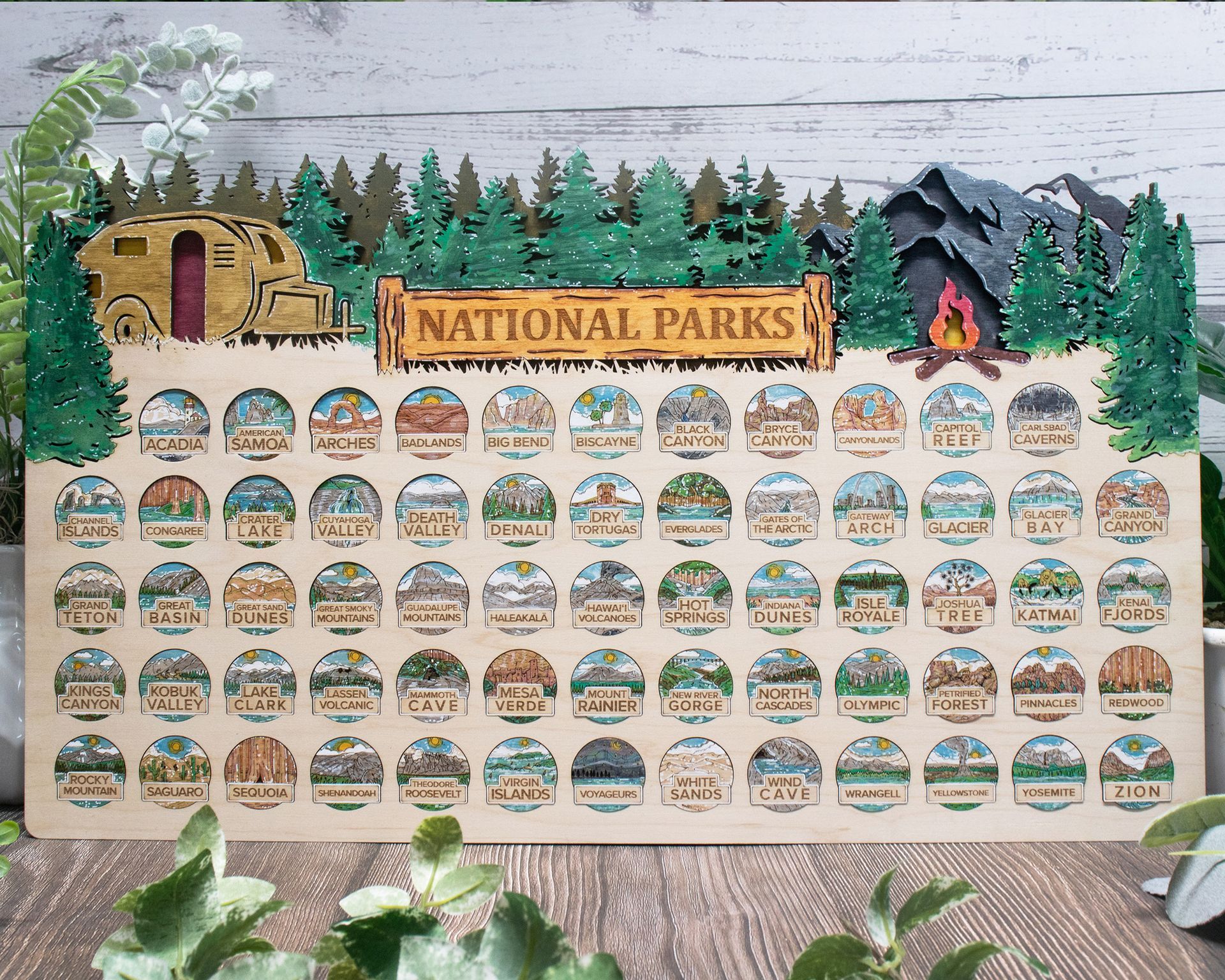 Natioinal Park Tracker color printed tokens