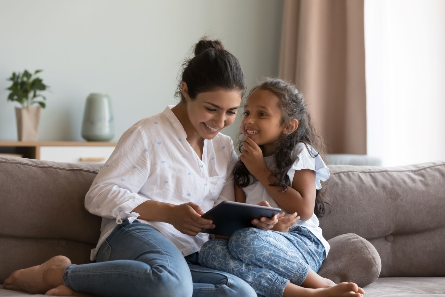Mother And Child Enjoying Leisure, Playing Game On Digital Gadget — Eleos Support Services In Lavington, NSW