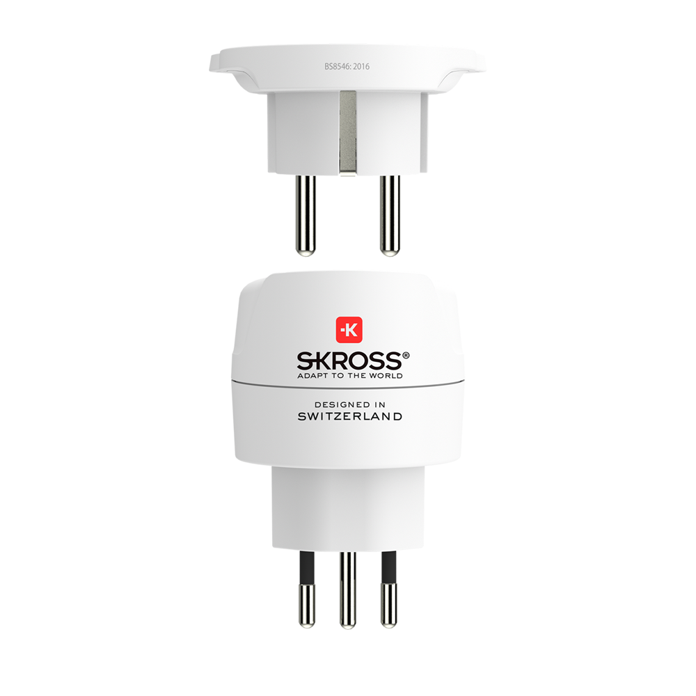 Skross 3-Pole Combo World to Switzerland + Italy + Brazil Travel Adapter Packaging