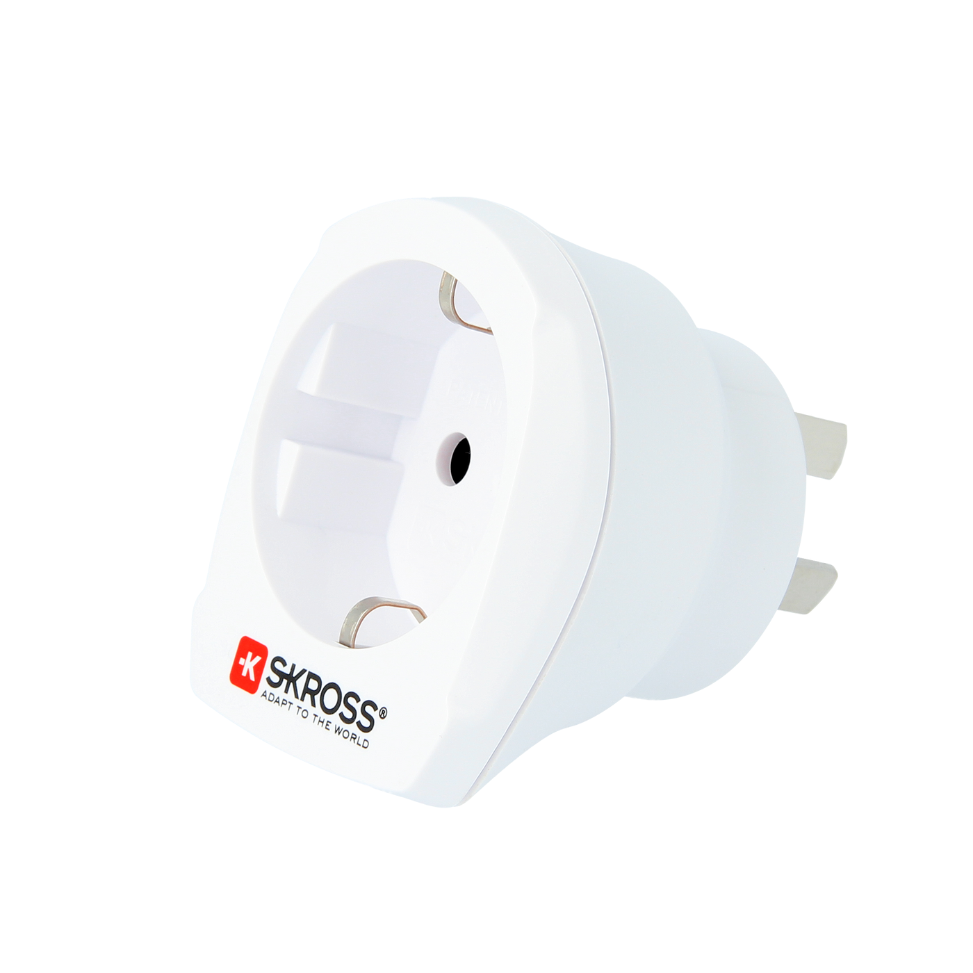 Skross Europe to Australia/China travel adapter side on
