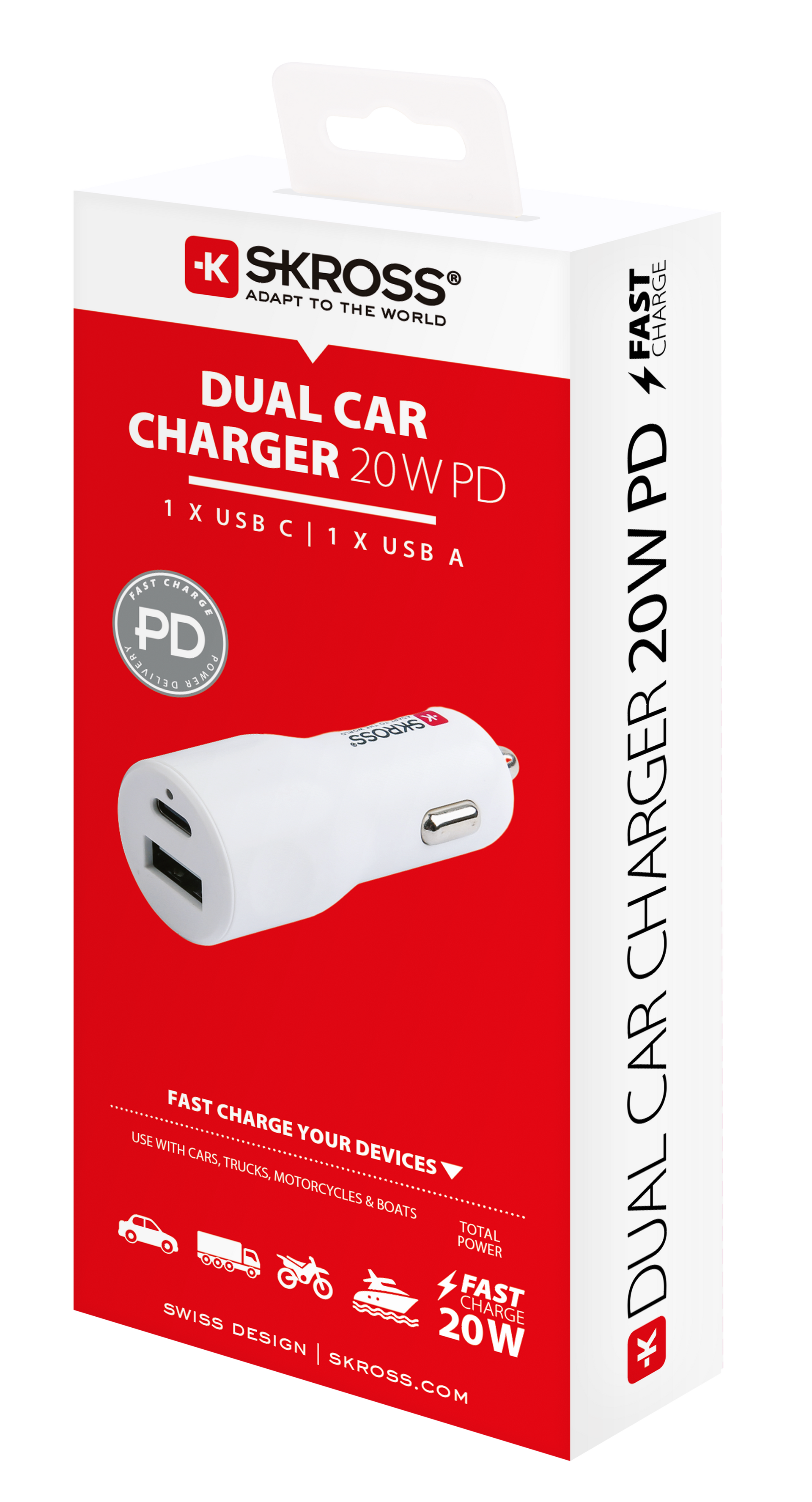 Skross Fast Charging 20w USB Car Charger packaging 
