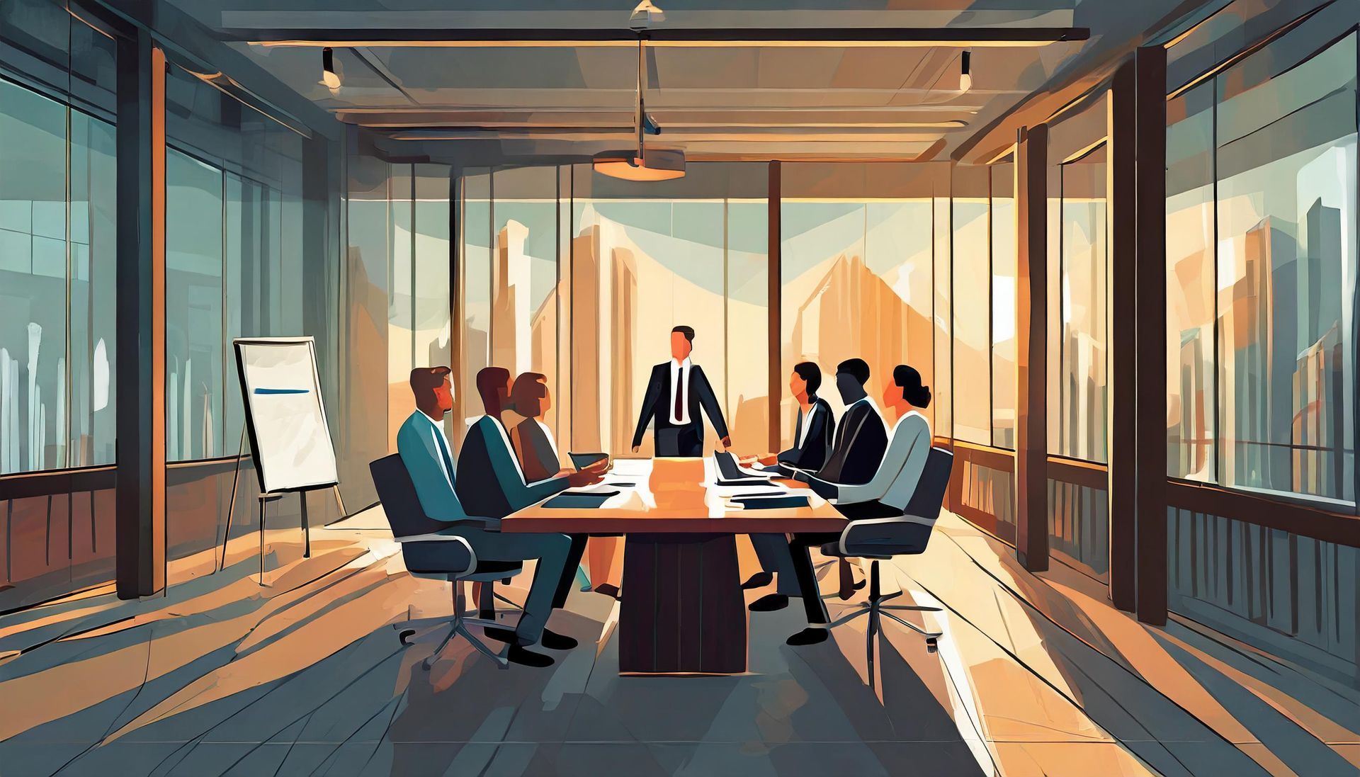 A group of people having a business meeting