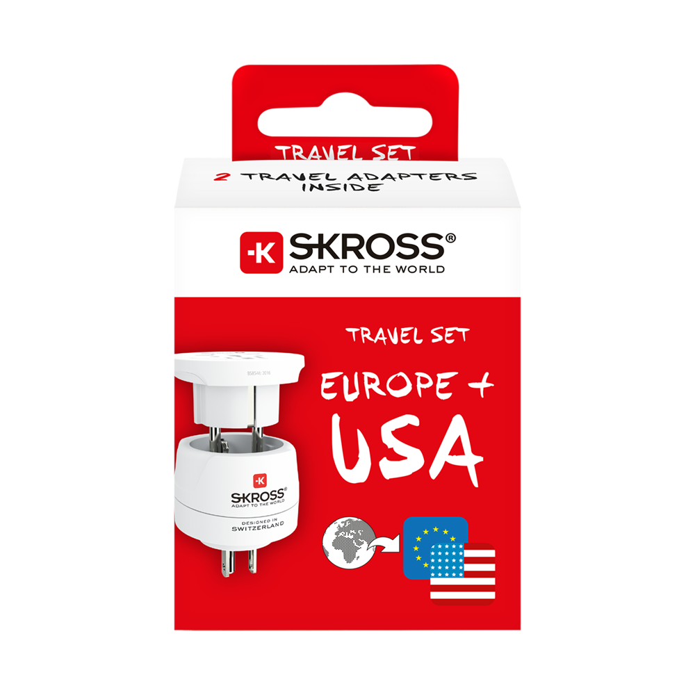 Skross 3-Pole Combo World to USA Travel Adapter Packaging