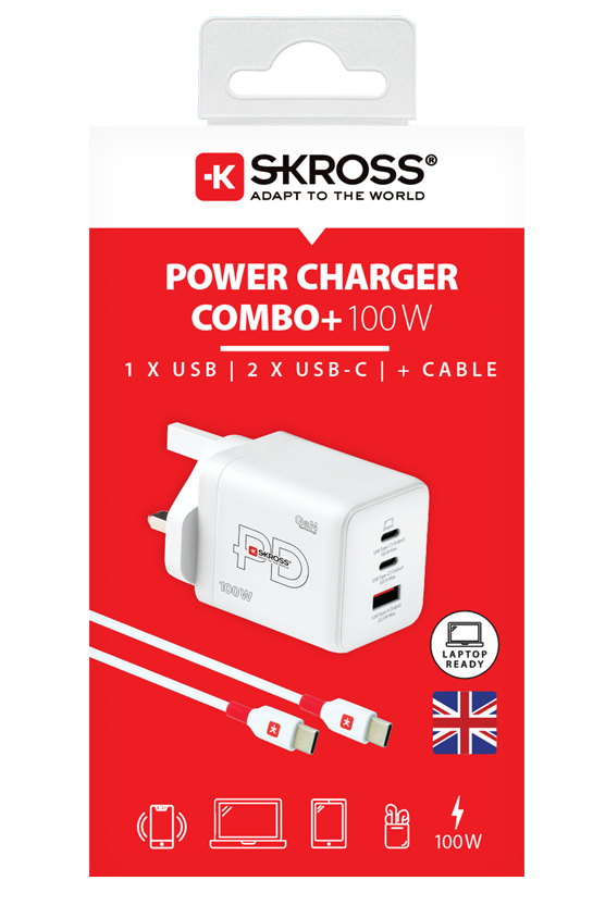Skross USB Charger. Power Charger 100W GaN UK Packaging