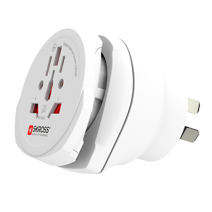 Skross Combo World to Australia/China travel adapter side on