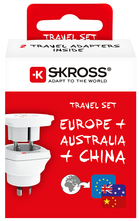 Skross 3-Pole Combo World to Australia/China Travel Adapter Packaging