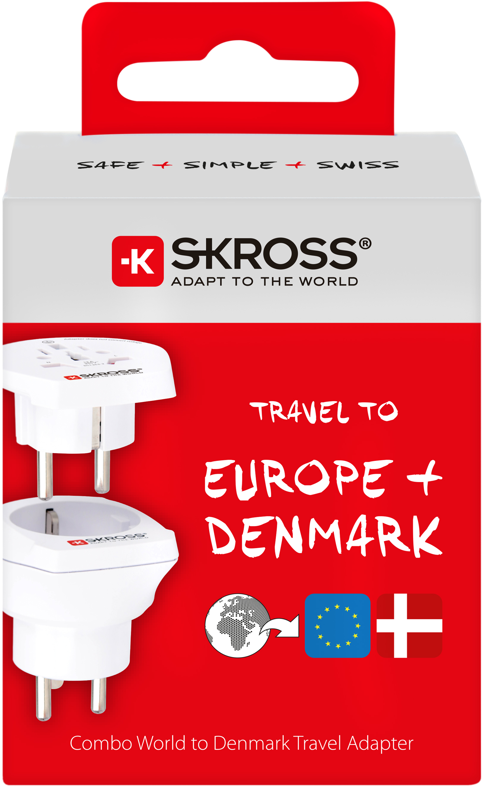 Skross 3-Pole Combo World to Denmark Travel Adapter Packaging