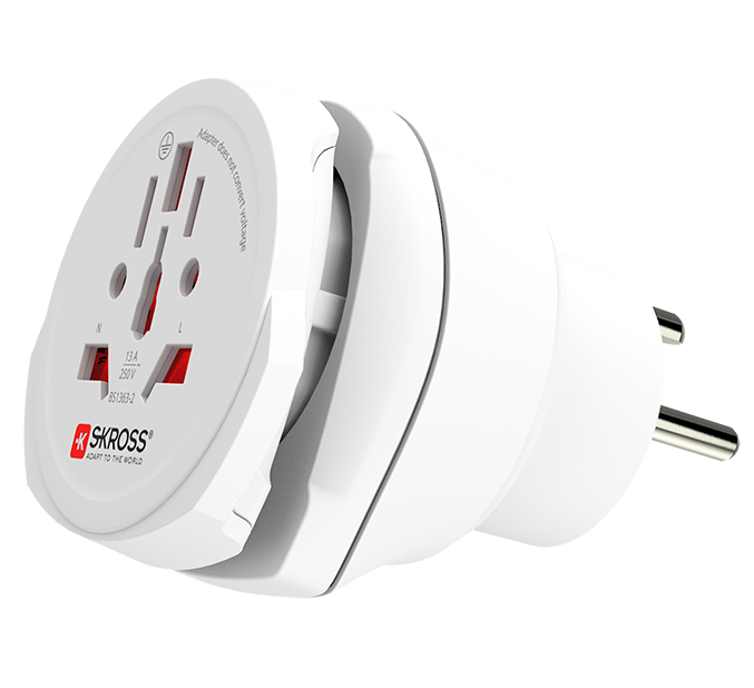 Skross 3-Pole Combo World to Denmark Travel Adapter