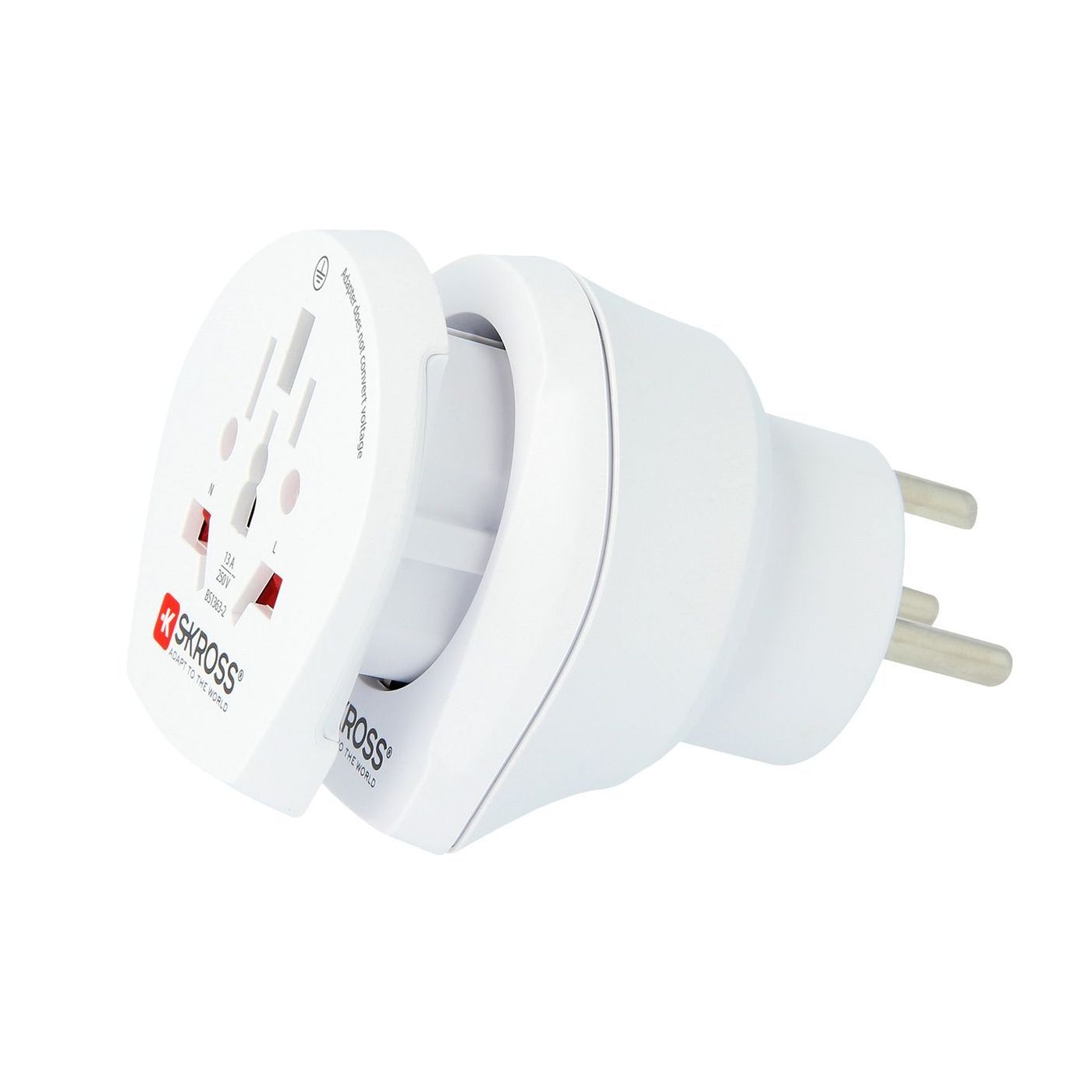 Skross Combo World to Denmark travel adapter side on