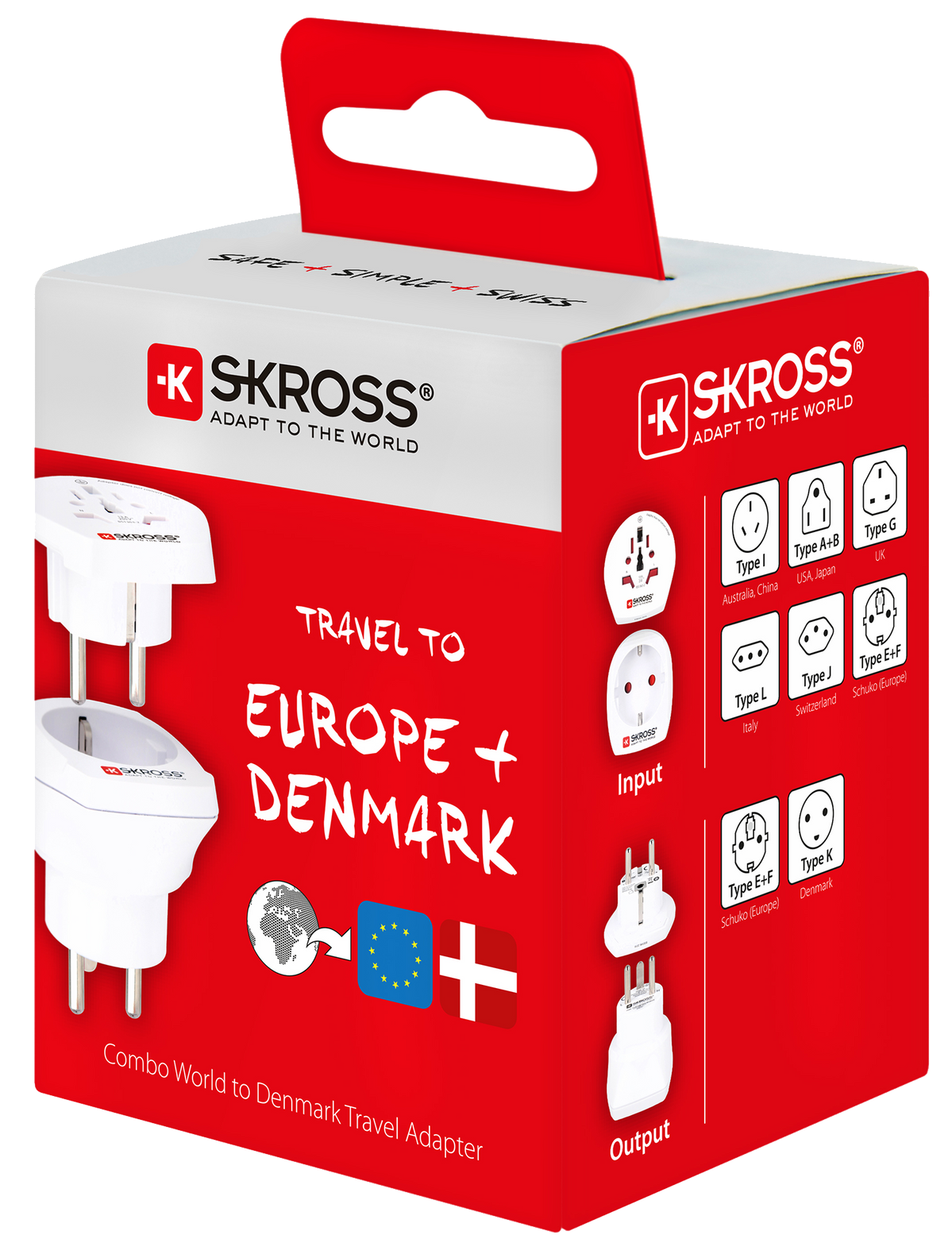 Skross 3-Pole Combo World to Denmark Travel Adapter Packaging