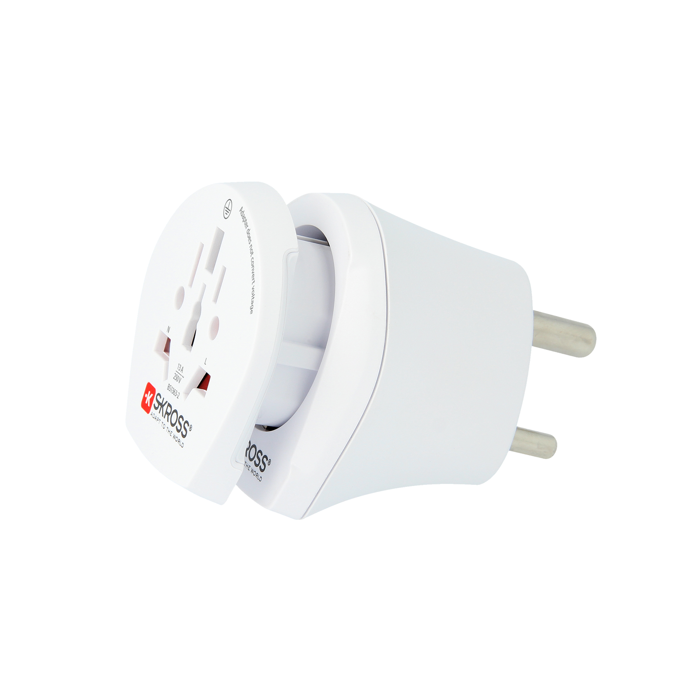 Skross Combo World to India travel adapter side on