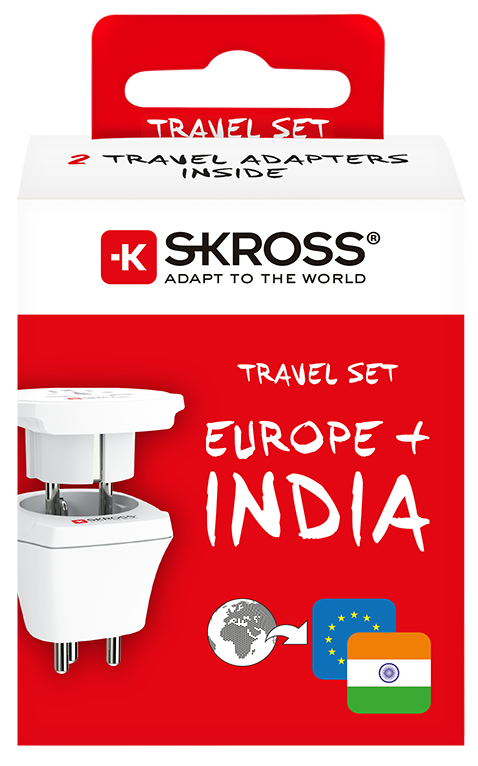 Skross 3-Pole Combo World to India Travel Adapter Packaging