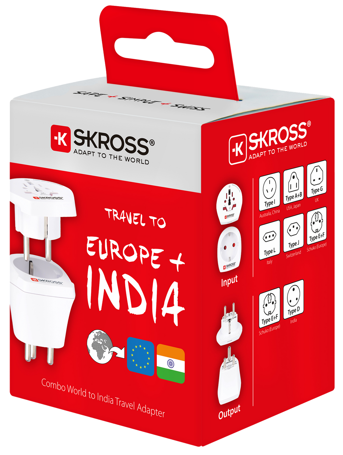 Skross 3-Pole Combo World to India Travel Adapter Packaging