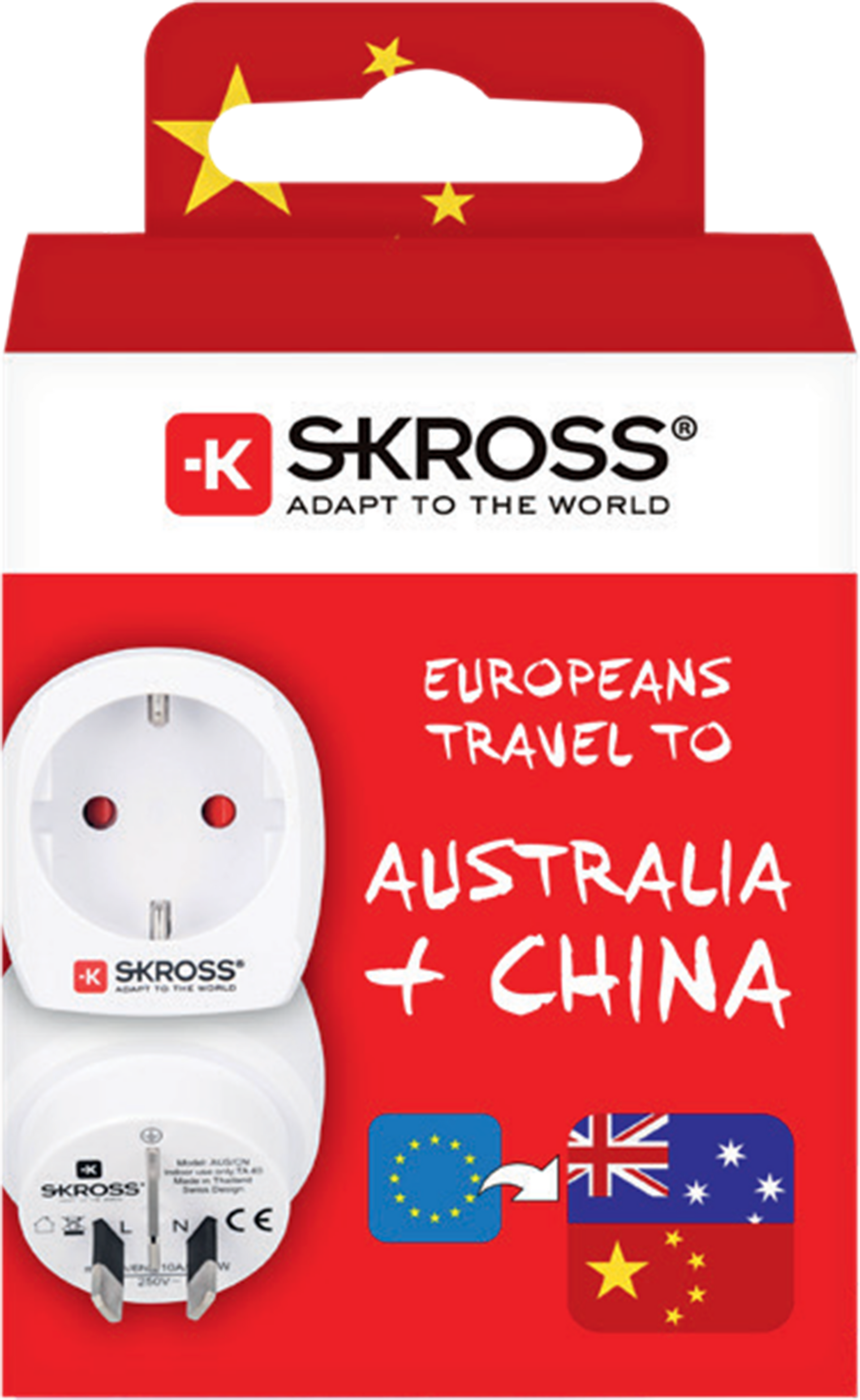 Skross 3-Pole Europe to Australia/China Travel Adapter Packaging