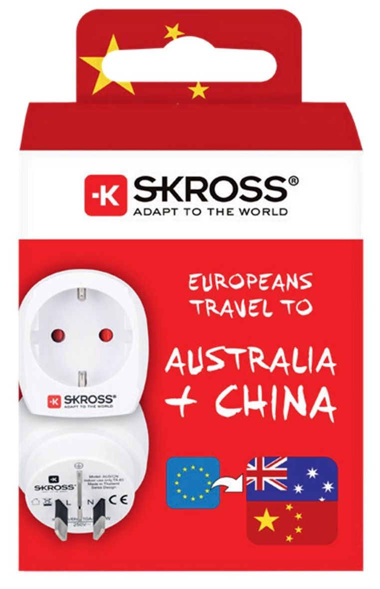 Skross 3-Pole Europe to Australia/China Travel Adapter Packaging