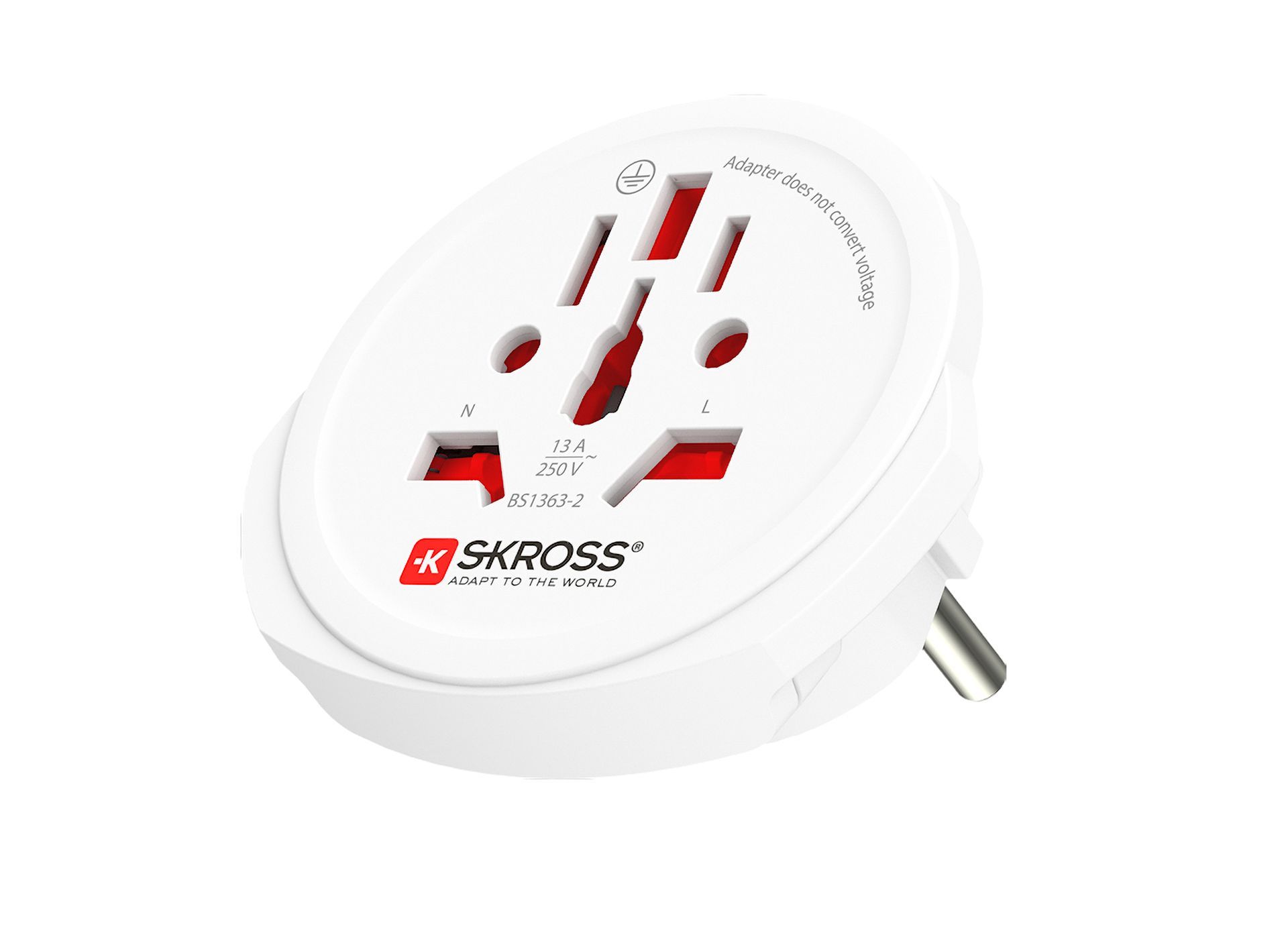 Skross World to Europe travel adapter right side on