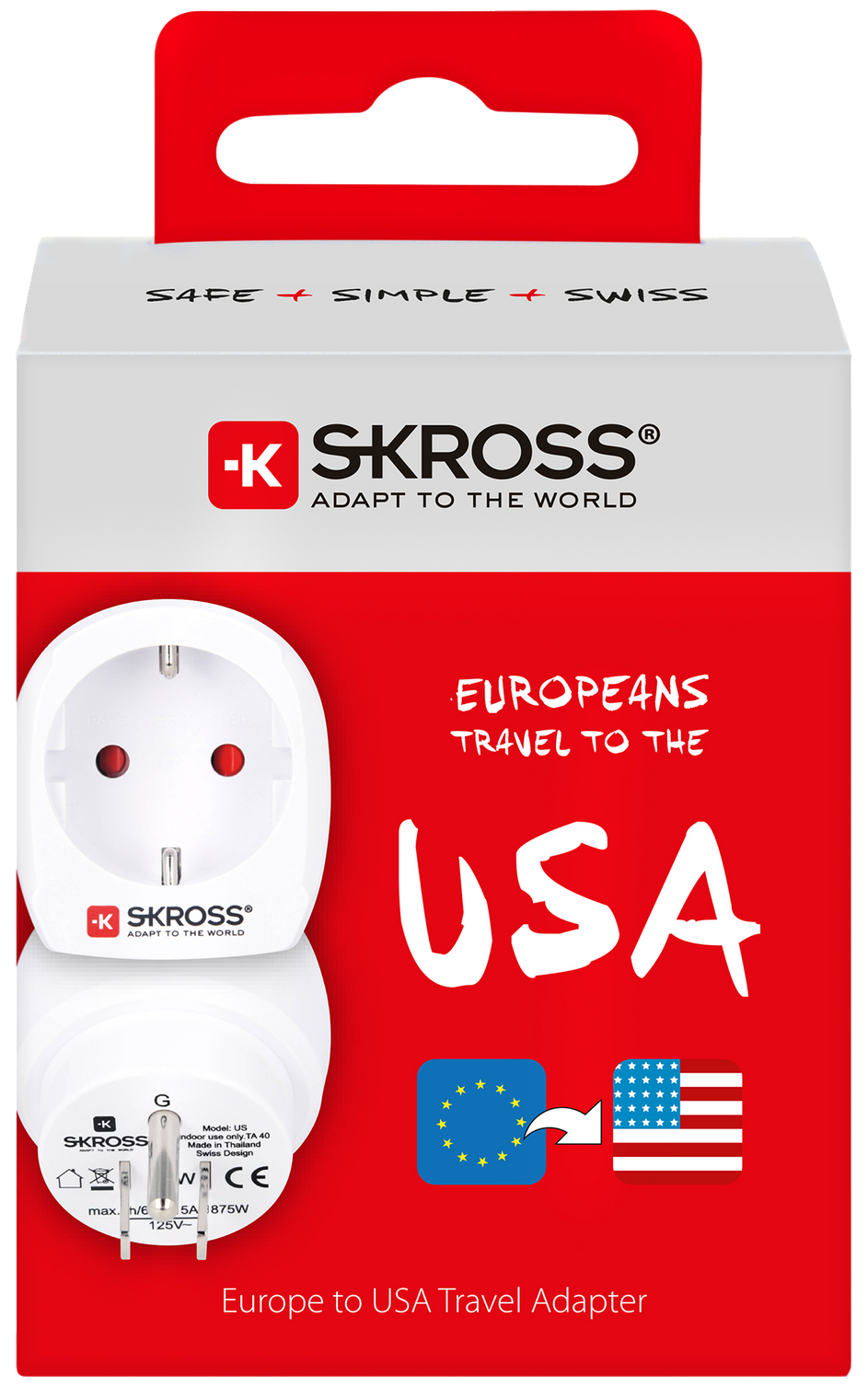 Skross 3-Pole Europe to USA Travel Adapter Packaging