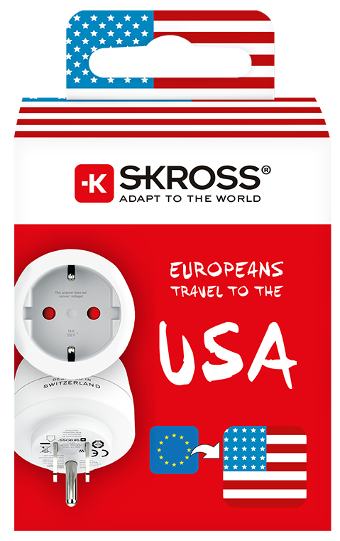 Skross 3-Pole Europe to USA Travel Adapter Packaging