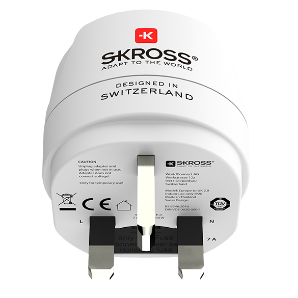 Skross 3-Pole Europe to UK Travel Adapter Packaging