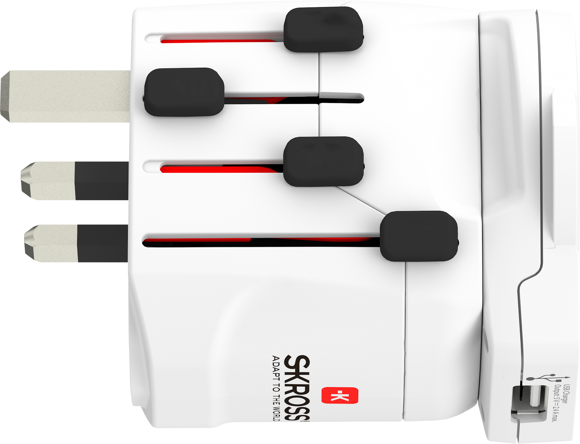 Skross 3-Pole PRO - World & USB Travel Adapter UK
