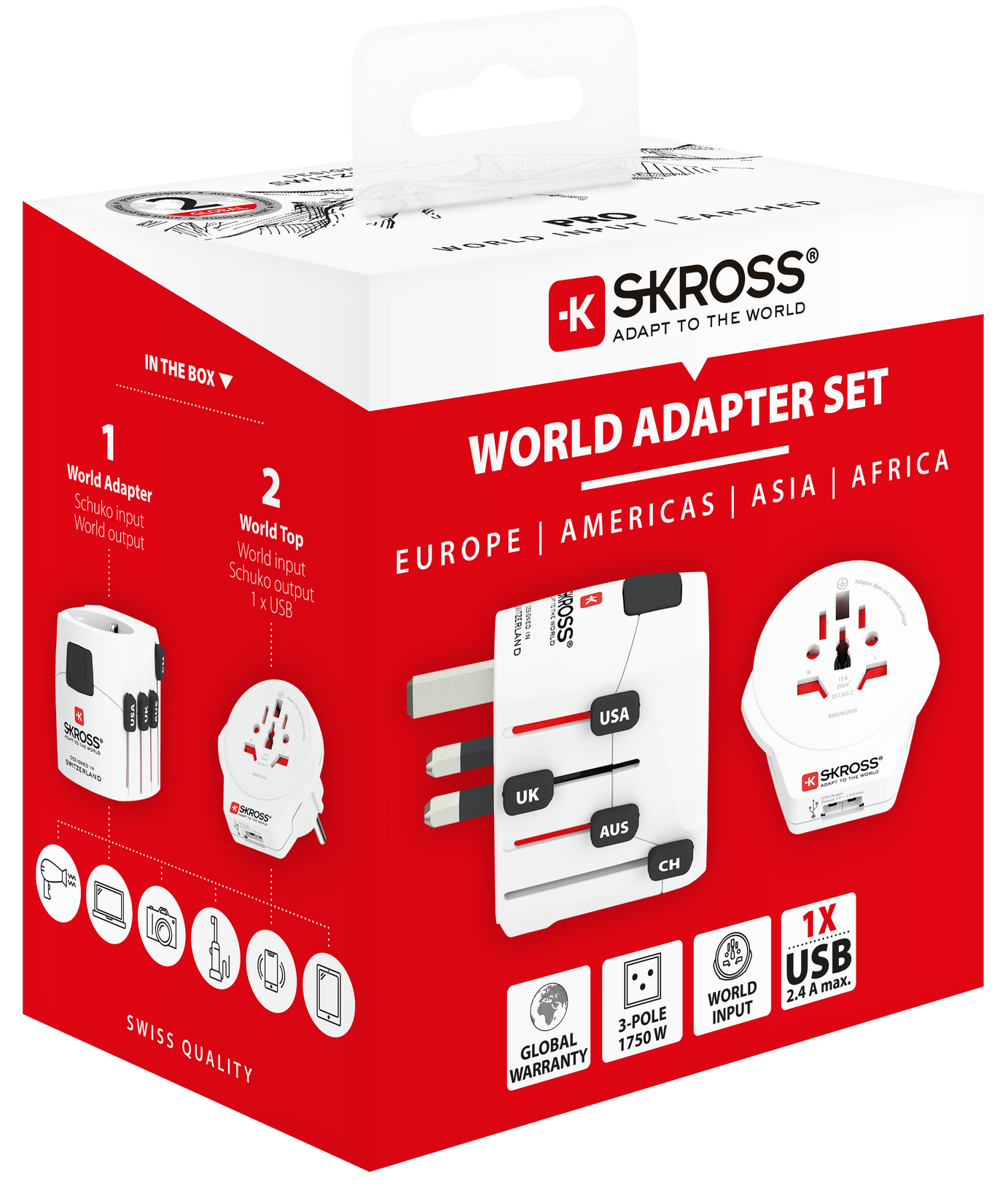 Skross 3-Pole PRO - World & USB Travel Adapter Packaging