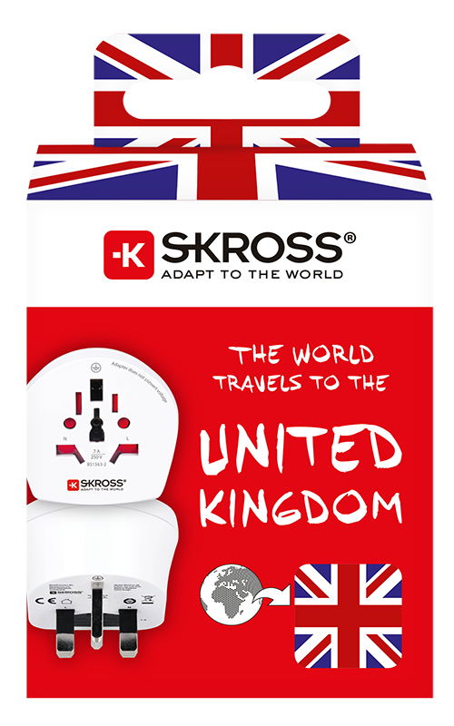 Skross 3-Pole World to UK Travel Adapter Packaging