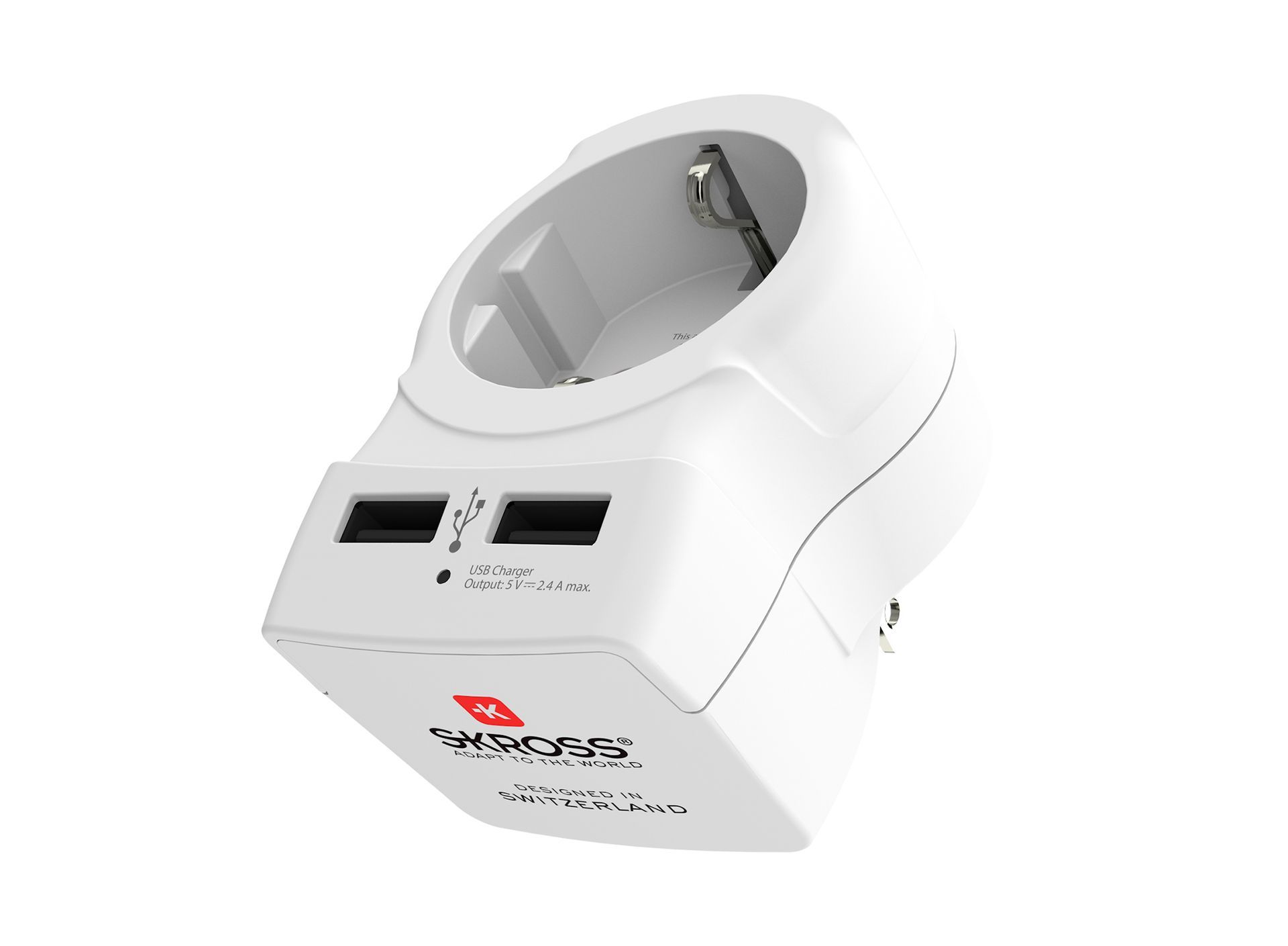 Skross Europe to USA USB Travel Adapter side on