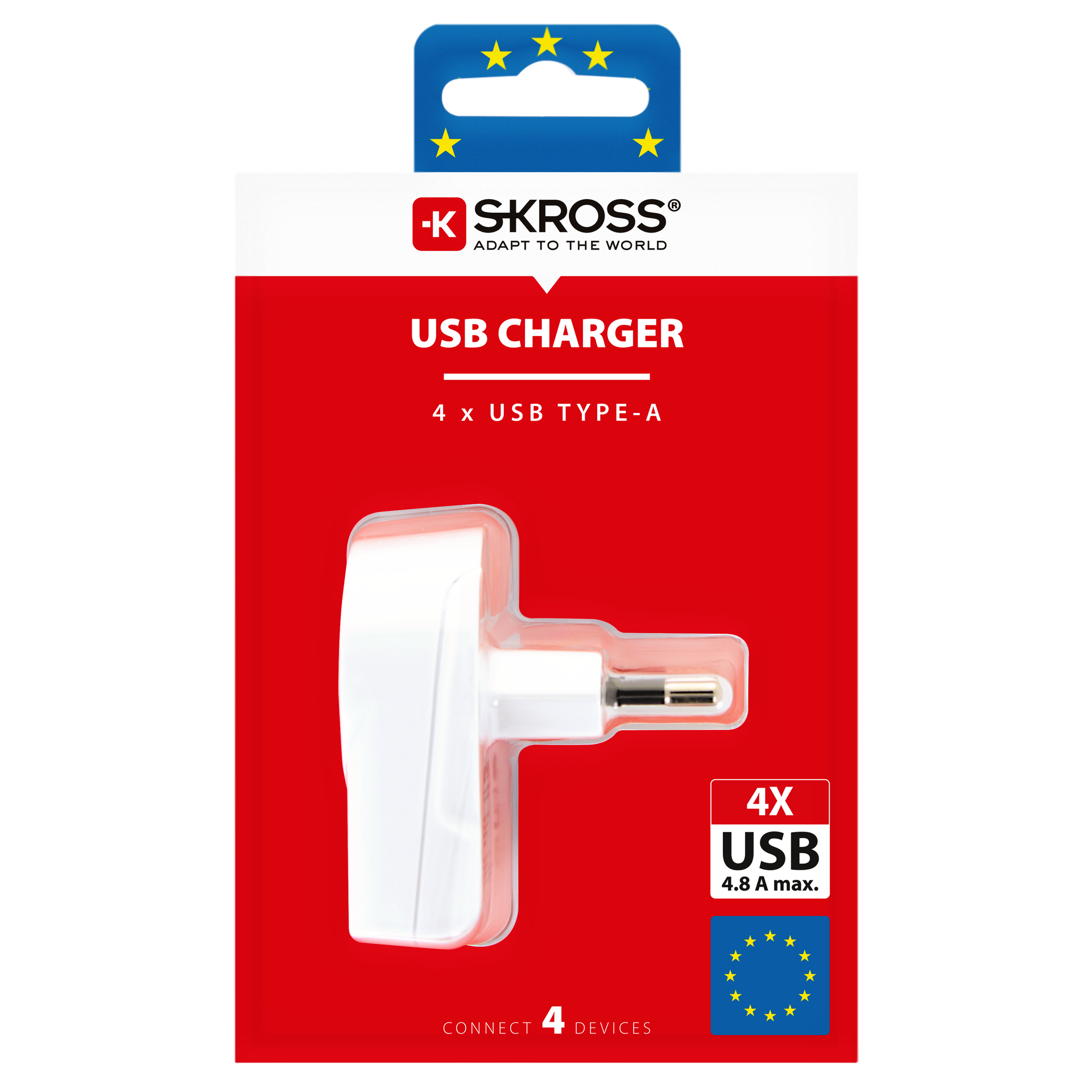 Skross USB Charger. Euro USB Charger (4xA) Packaging 