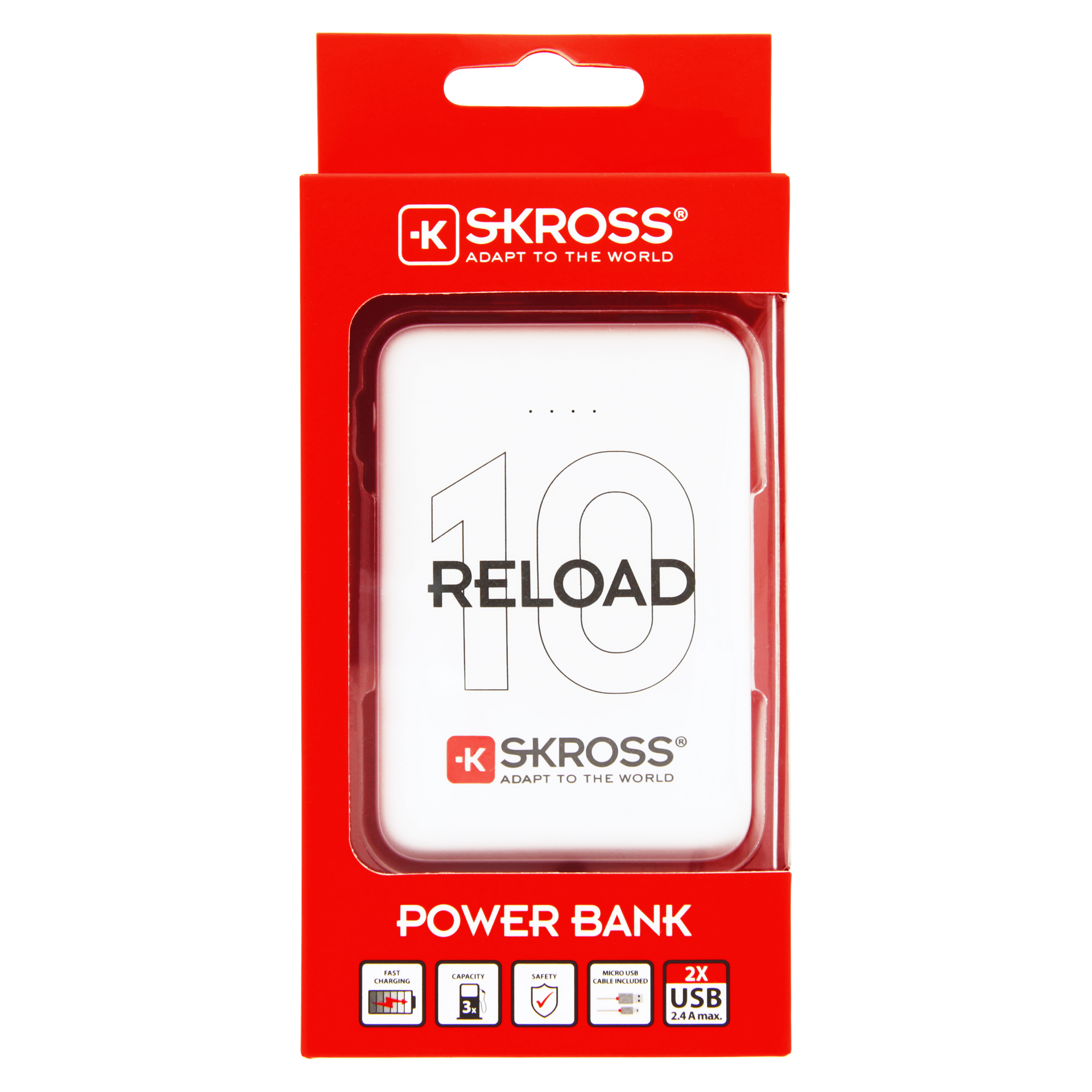 Skross 10,000 mAh Power Bank. Skross Reload 10 Packaging