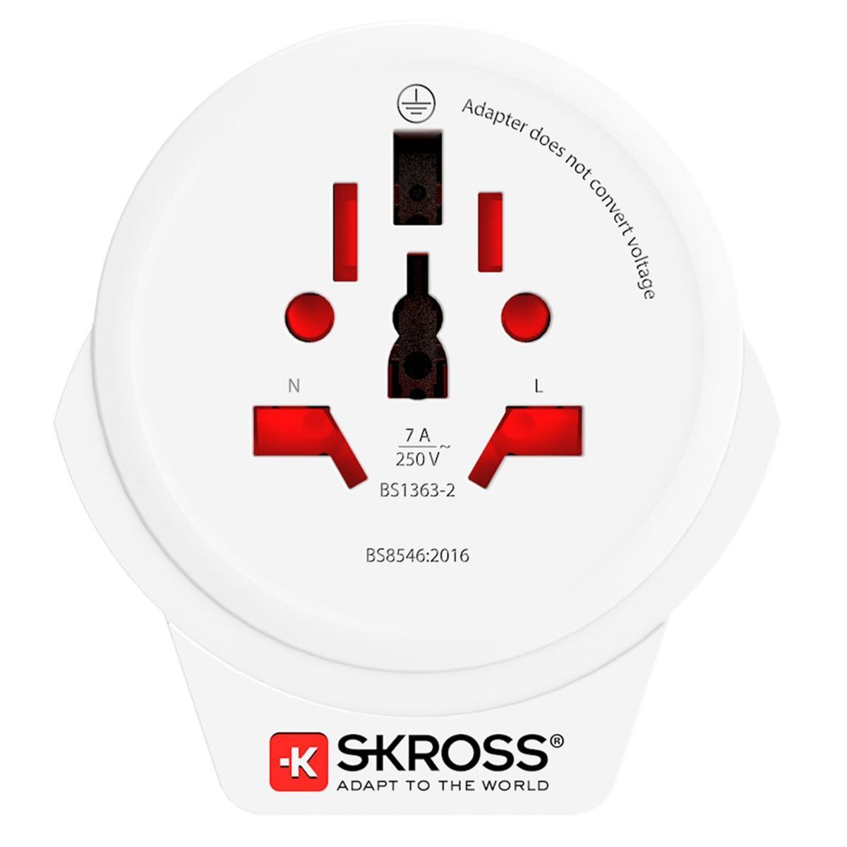 Skross 3-Pole World to UK USB Travel Adapter Front