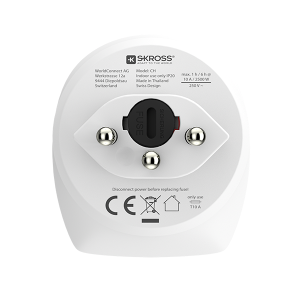 Adaptateur De Voyage Skross MUV PRO - Prise Europe Vers Monde - USB - Blanc