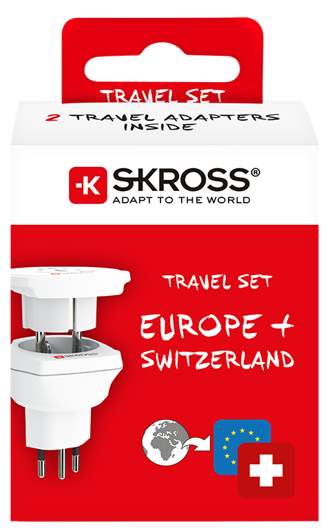 Skross 3-Pole Combo World to Switzerland Travel Adapter Packaging