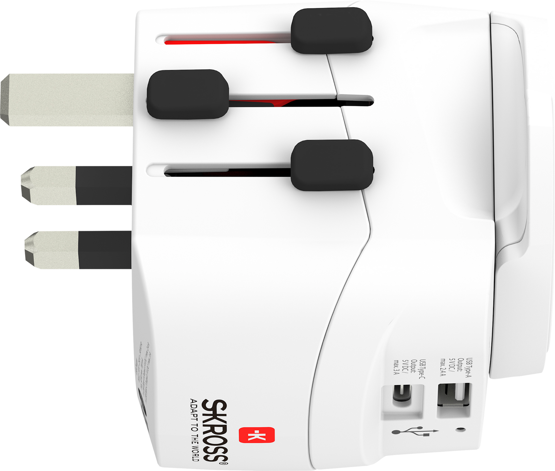 Skross 3-Pole PRO Light USB AC - World Travel Adapter UK