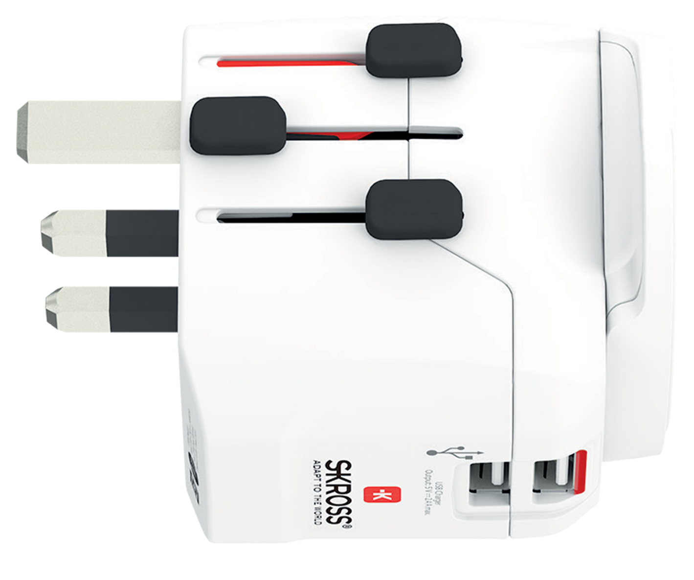 Skross 3-Pole PRO Light USB 2xA - World Travel Adapter UK