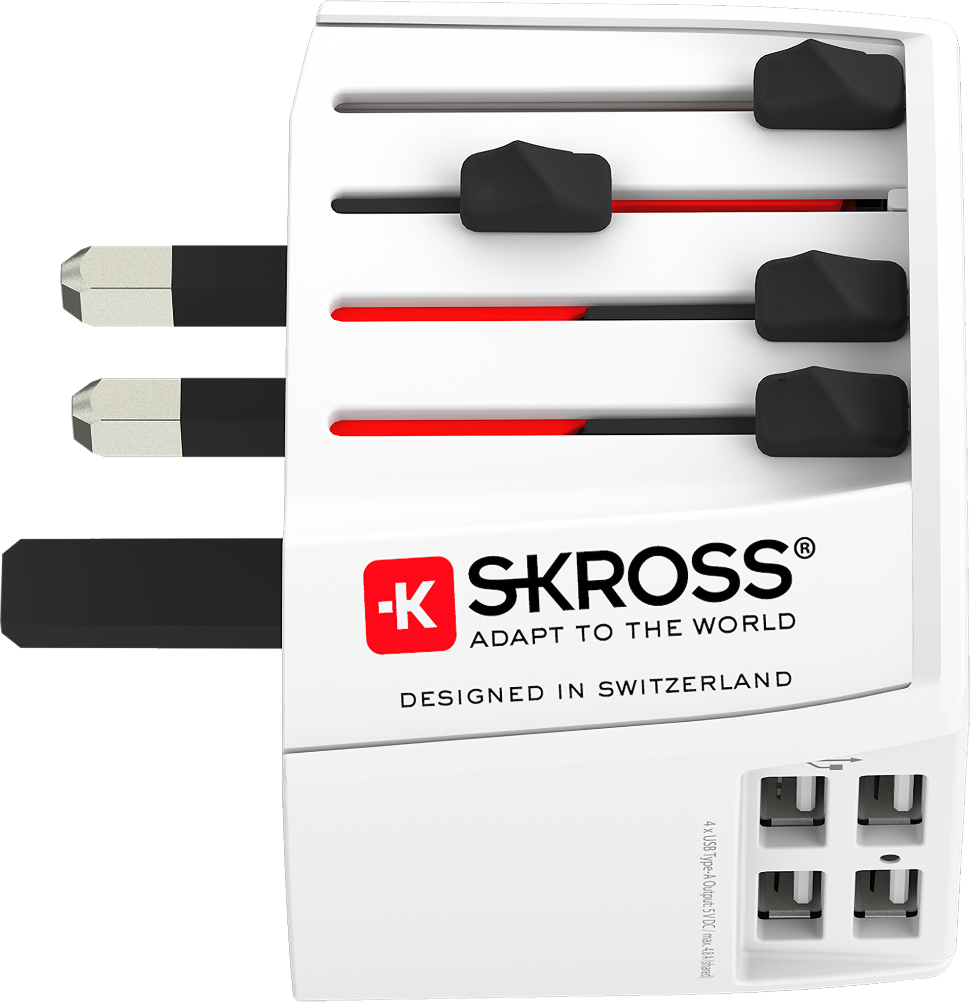 Skross 2-Pole MUV USB 4xA Travel Adapter