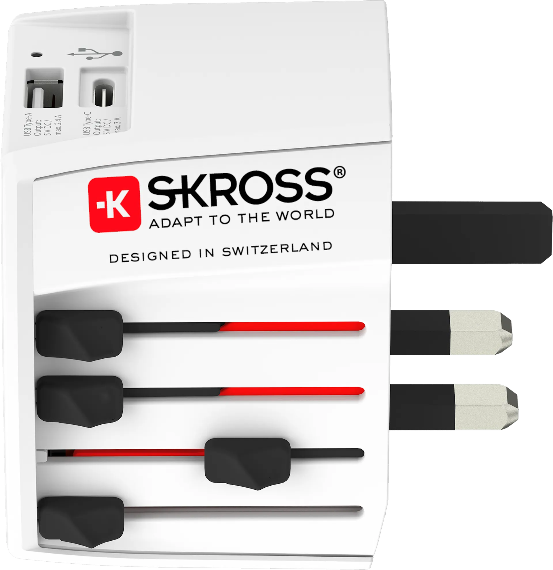 Skross 2-Pole MUV USB AC Travel Adapter UK