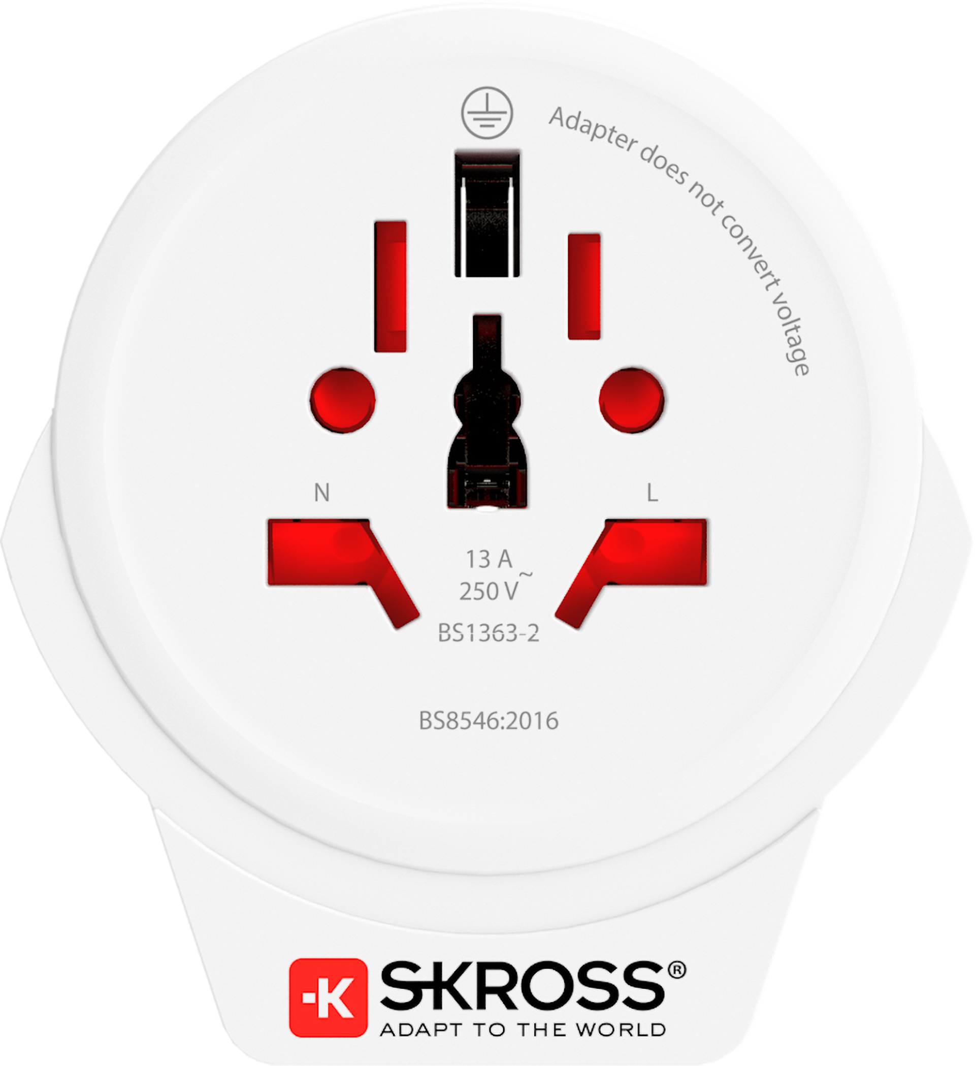 Skross 3-Pole World to Europe USB Travel Adapter Front