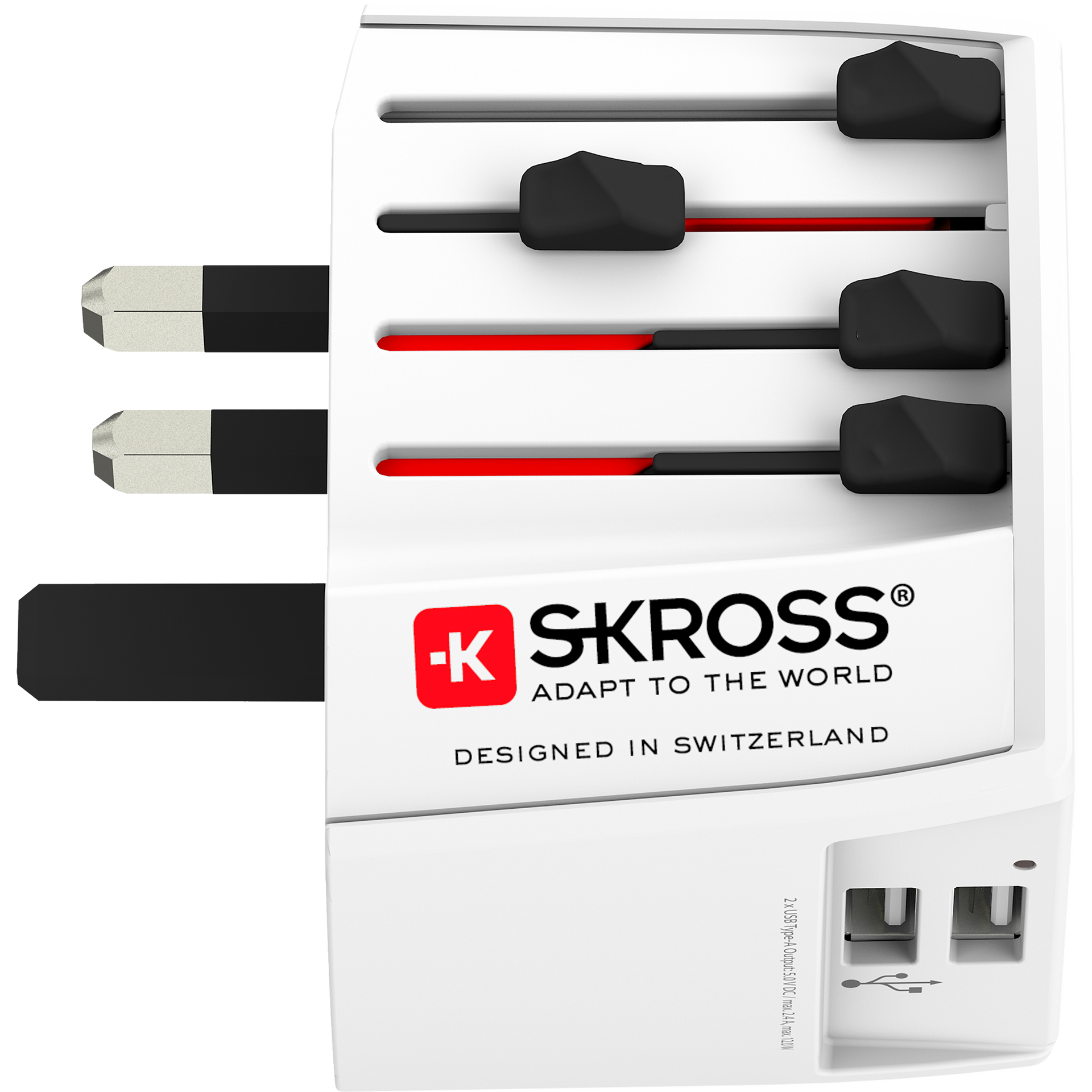 Skross 2-Pole MUV USB 2xA Travel Adapter