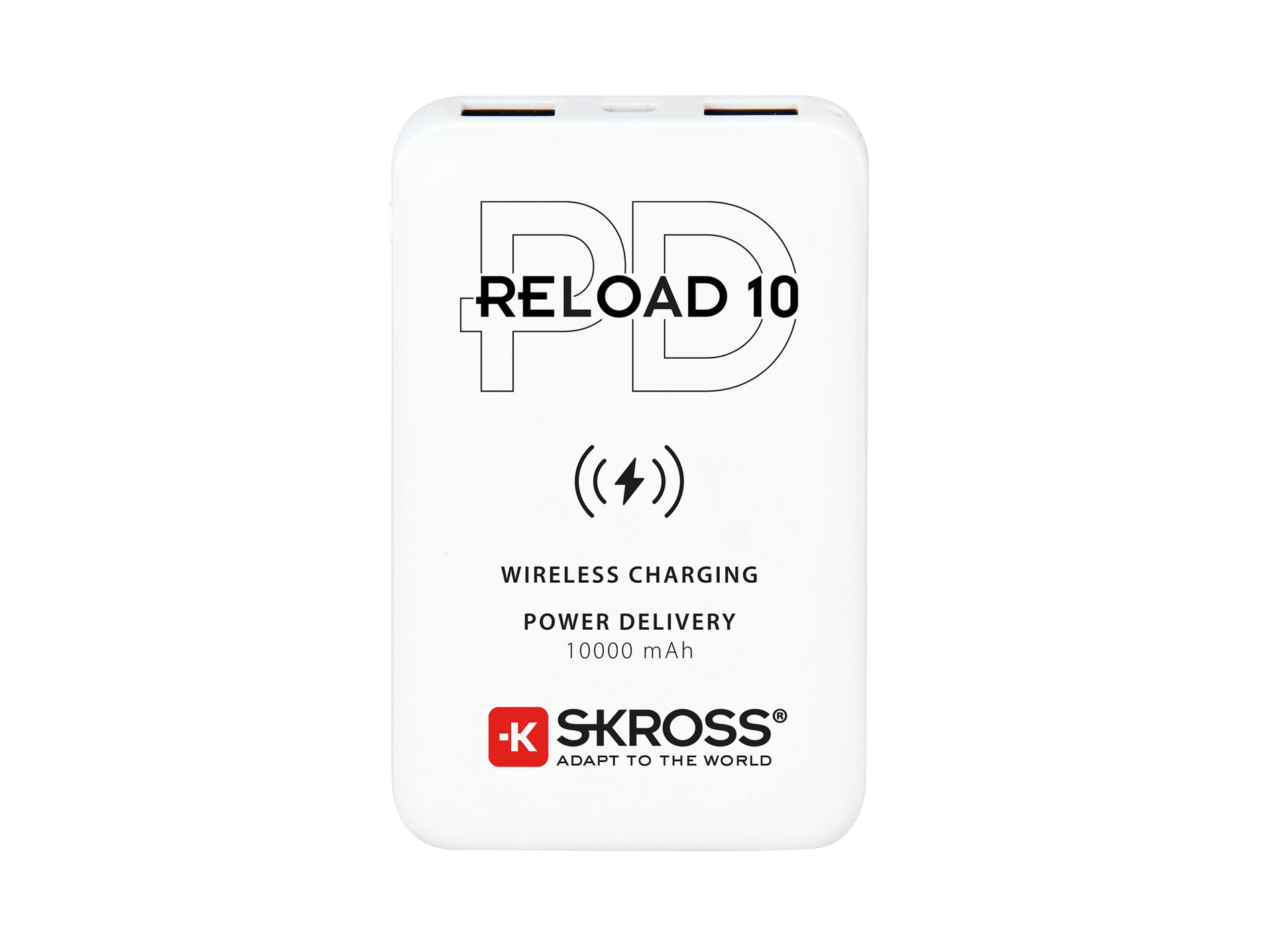 Skross power delivery and wireless charging 10,000 mAh power bank reload 10 Qi PD front