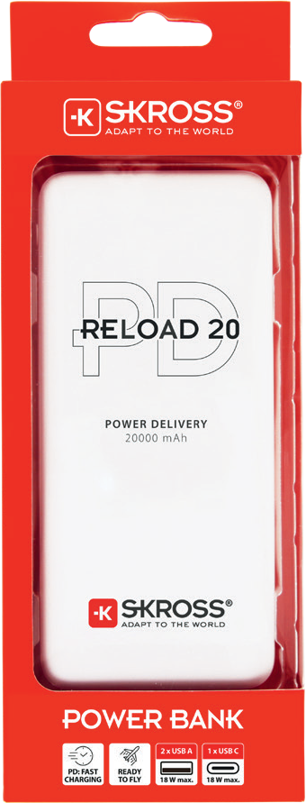 Skross 20,000 mAh Power Bank Power Delivery. Skross Reload 20 PD Packaging
