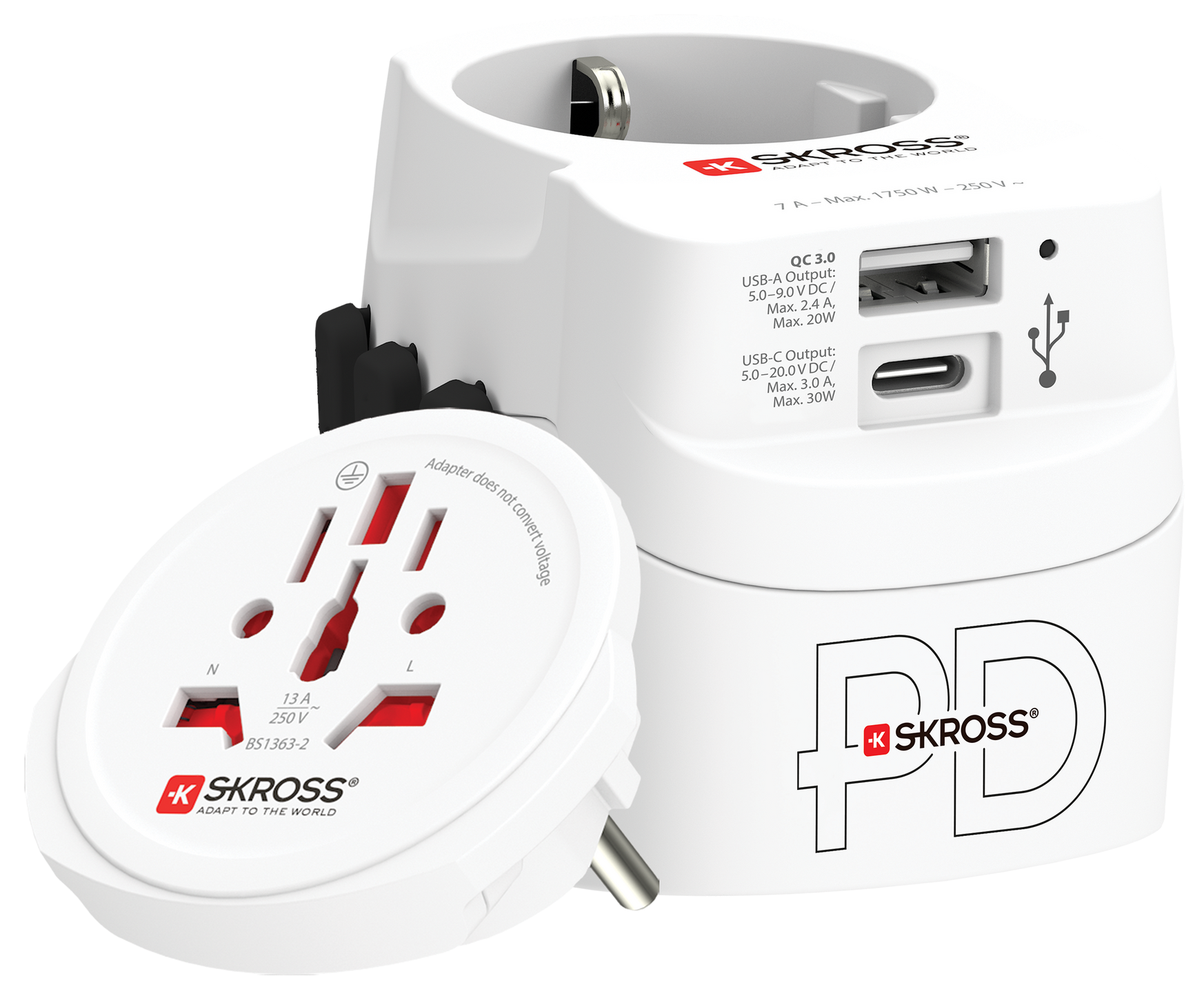 Skross 3-Pole PRO Light USB AC30PD - World Travel Adapter SKR-0167