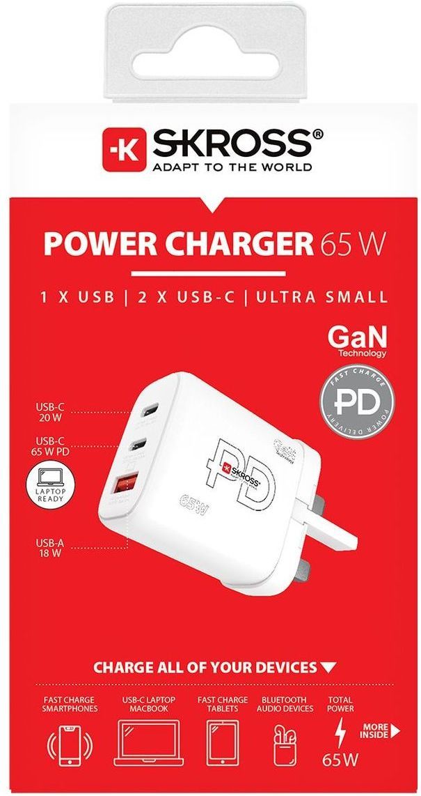 Skross USB Charger. Power Charger 65W GaN UK Packaging
