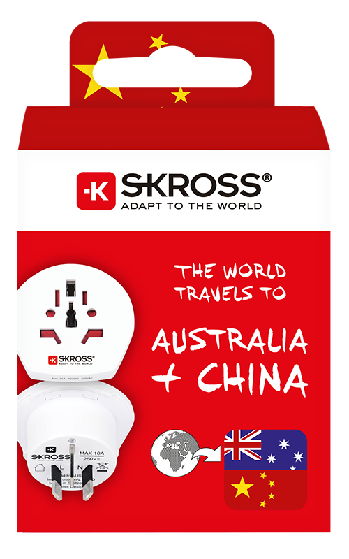 Skross 3-Pole World to Australia/China Travel Adapter Packaging