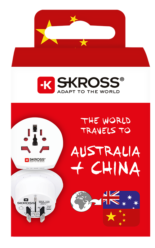 Skross 3-Pole World to Australia/China Travel Adapter Packaging