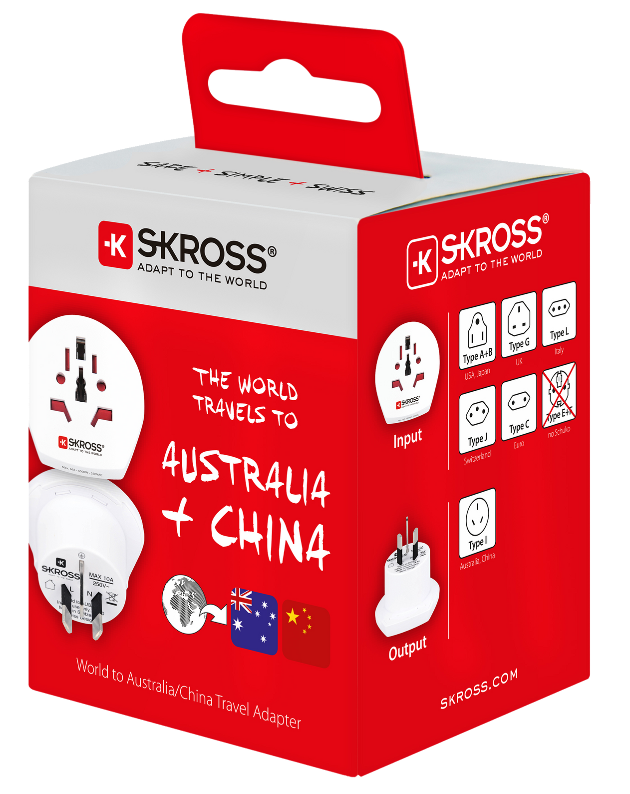 Skross 3-Pole World to Australia/China Travel Adapter Packaging