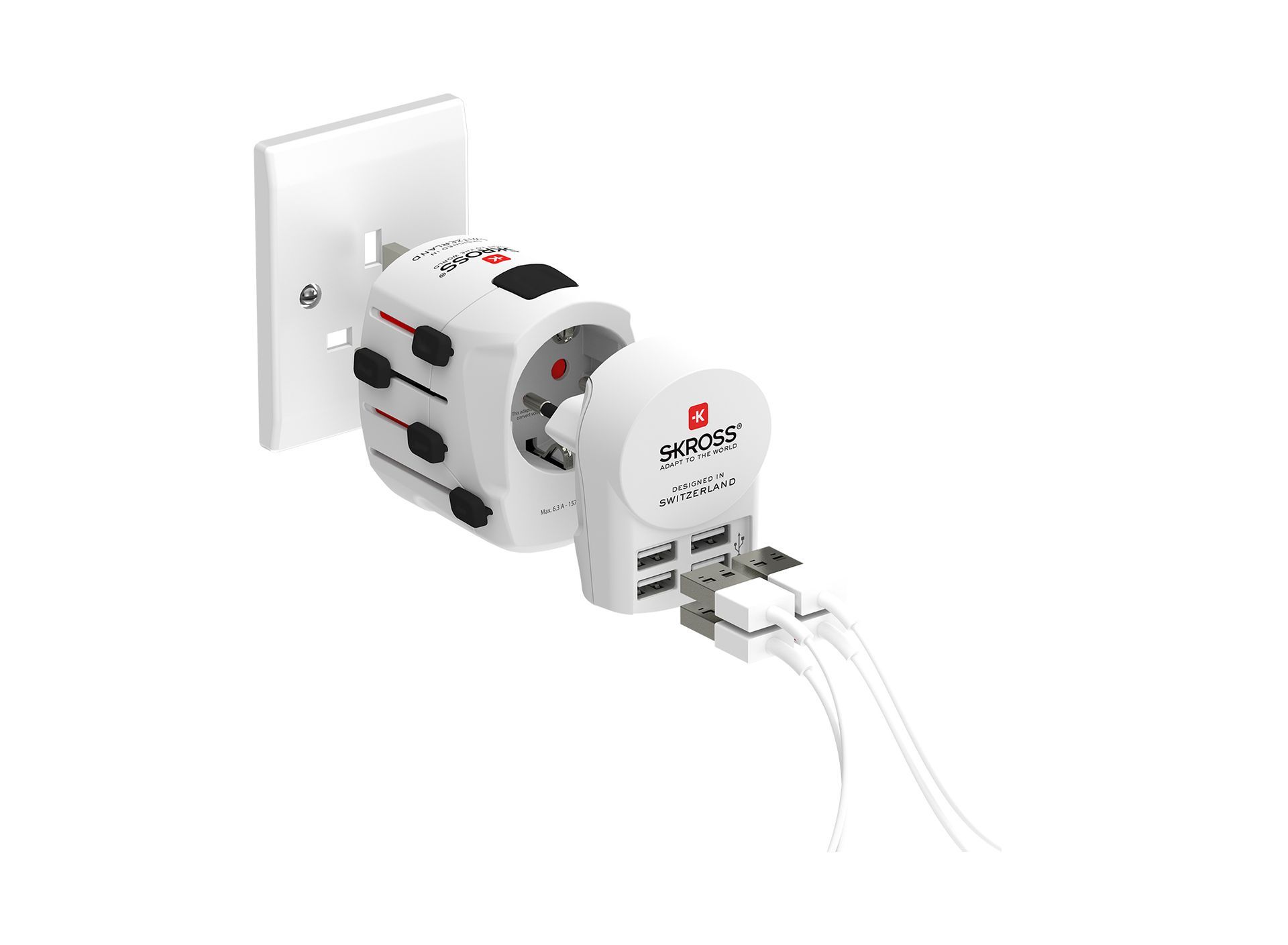 SKROSS PRO + USB 4xA Travel Adapter