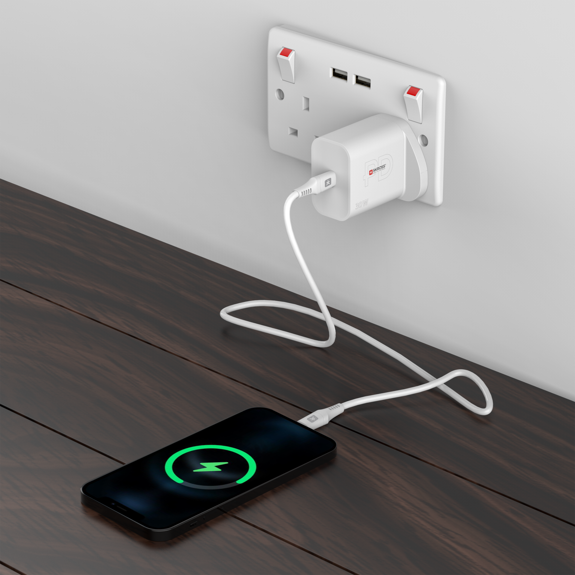 Skross USB Charger. Power Charger UK charging phone