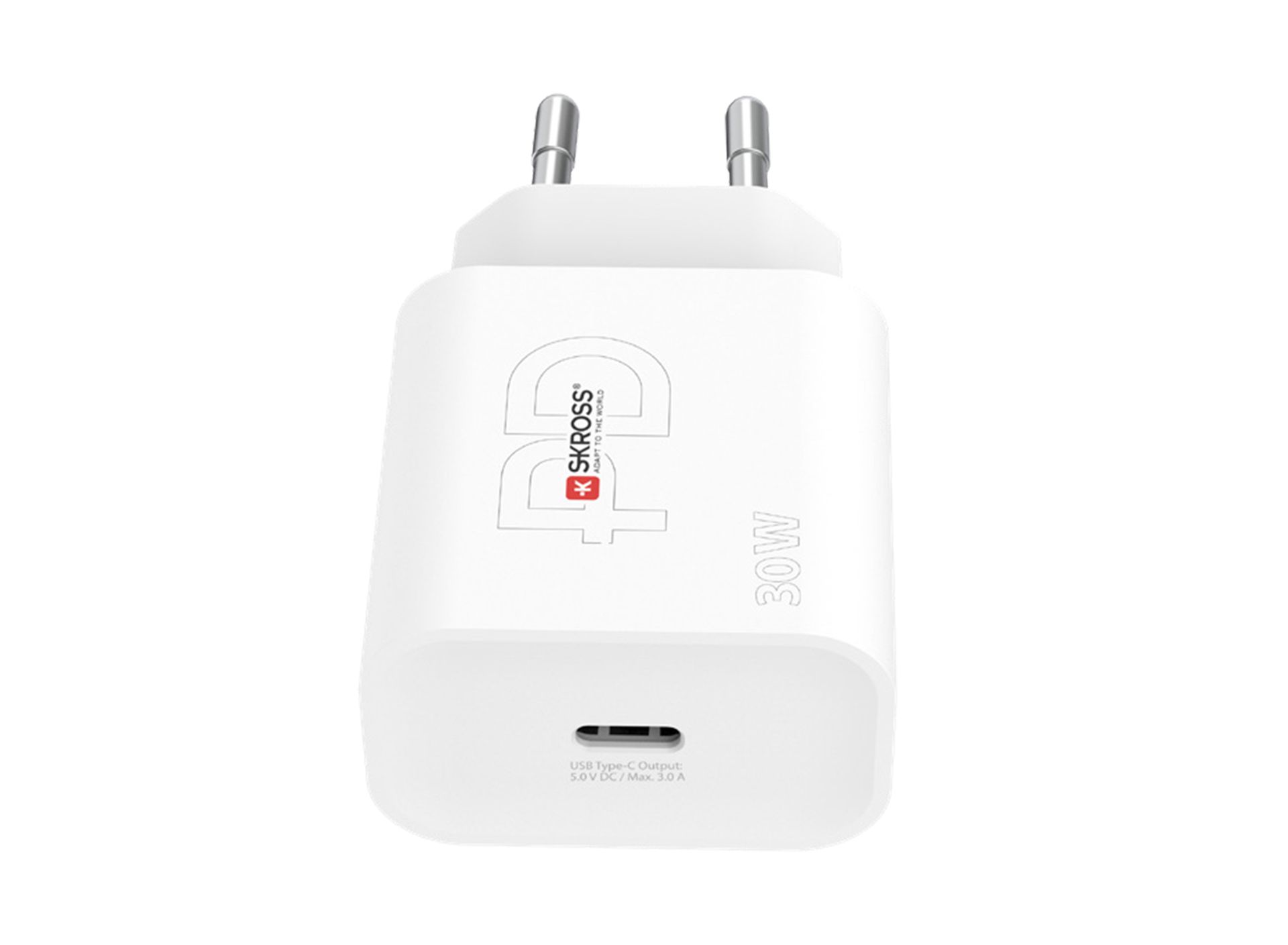 Skross power delivery USB charger EU with USB-C Port angled