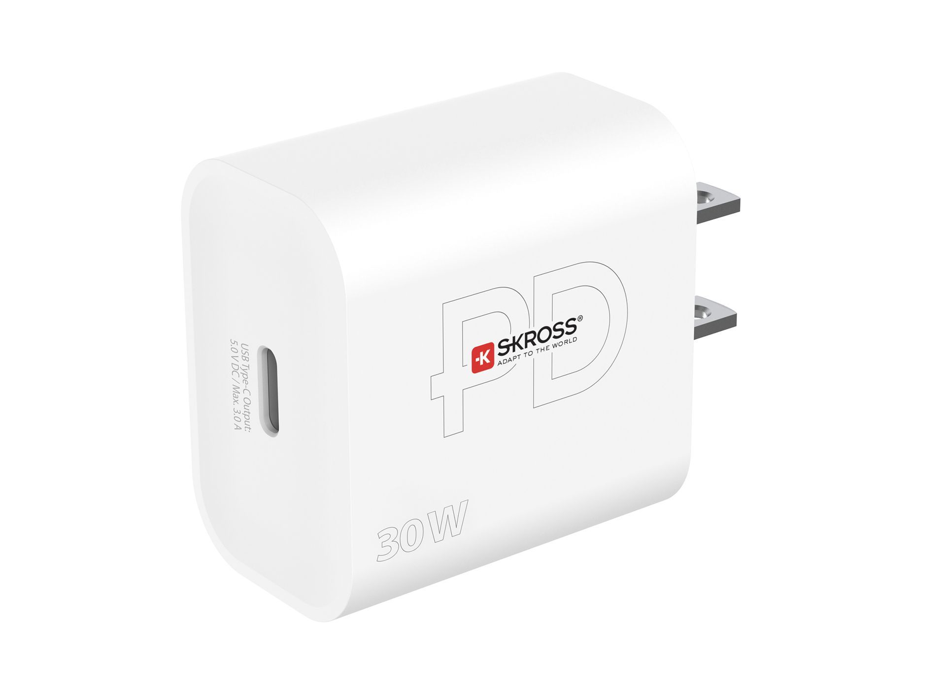 Skross power delivery USB charger Us with USB-C Port angled